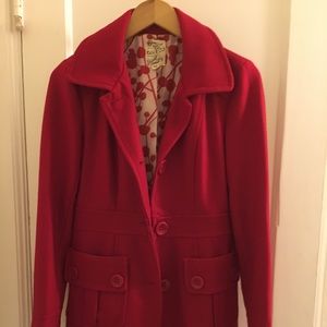 Red pea coat